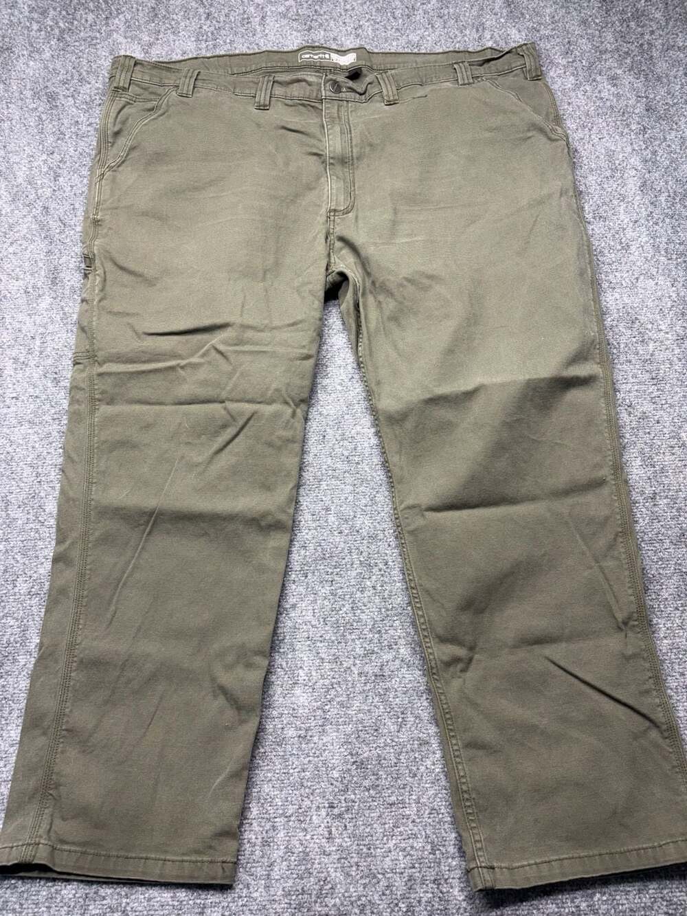Carhartt Rigby Rugged Flex Relaxed Fit Straight Leg Canvas Pants Moss 48x30 GUC